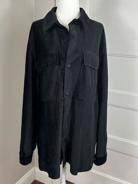 Zara Black Corduroy Overshirt Shacket Size M